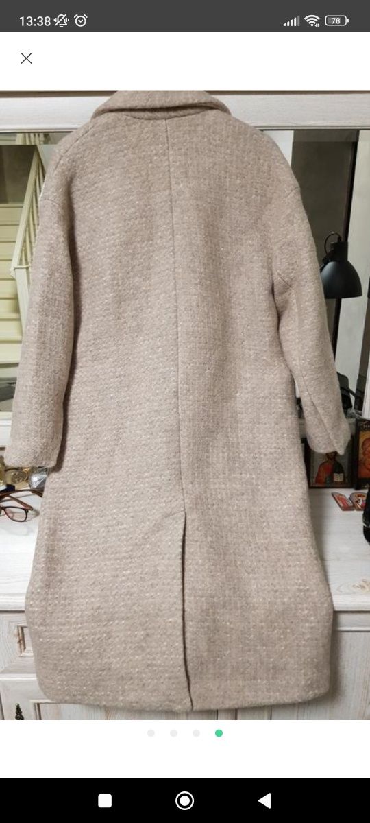 Пальто Zara з вмістом шерсті, шерстяне пальто Zara