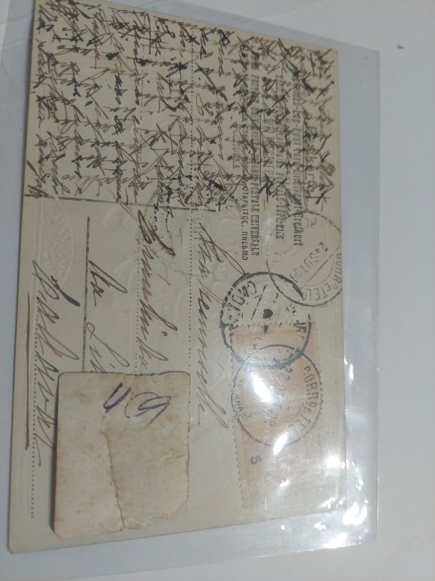 Postal muito antigo ano 1909 com selos