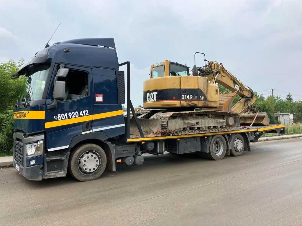 Transport maszyn, laweta niskopodwoziowa, przerzuty maszyn podczołgówa