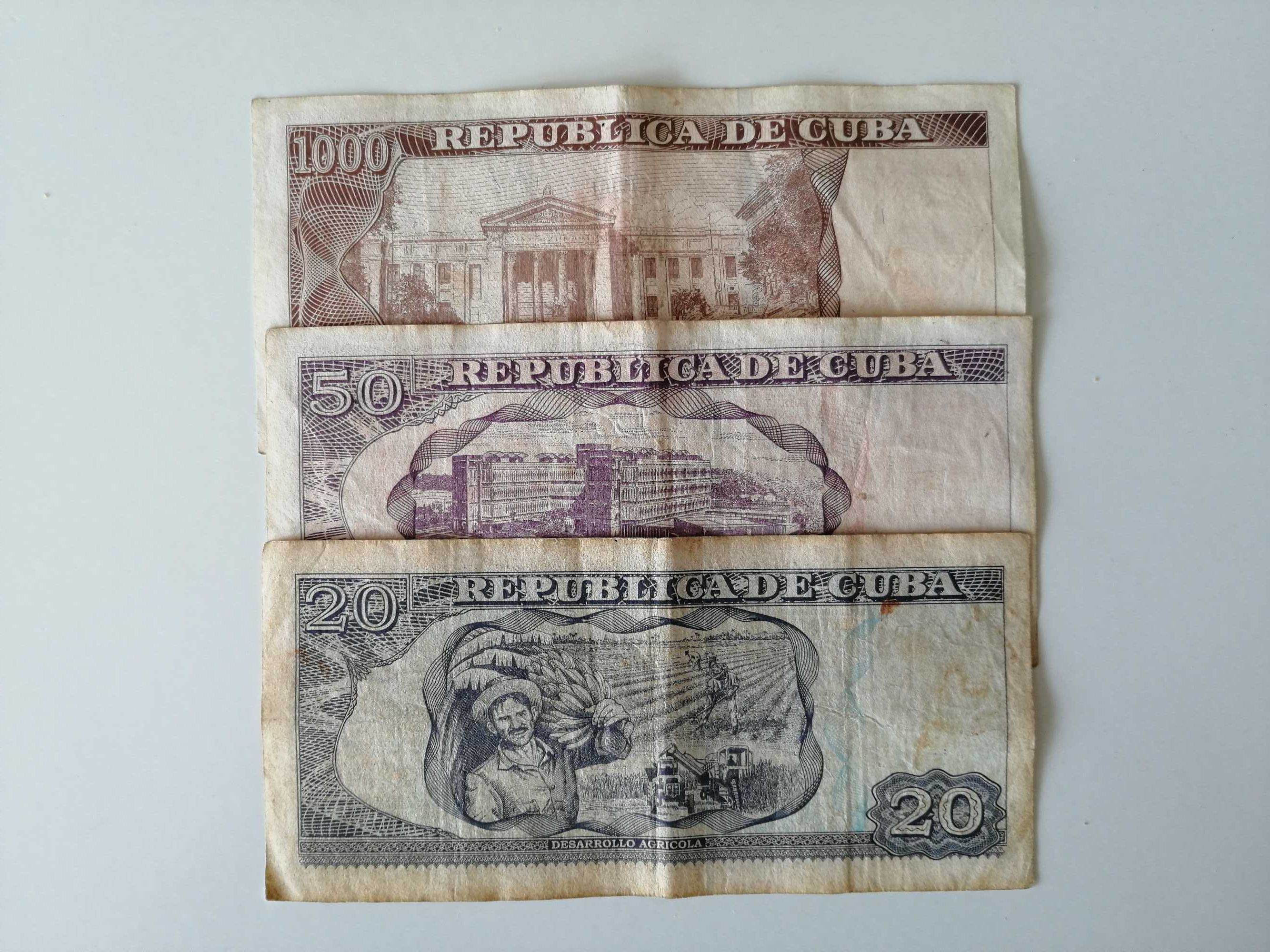 Zestaw 3 banknotów z Kuby