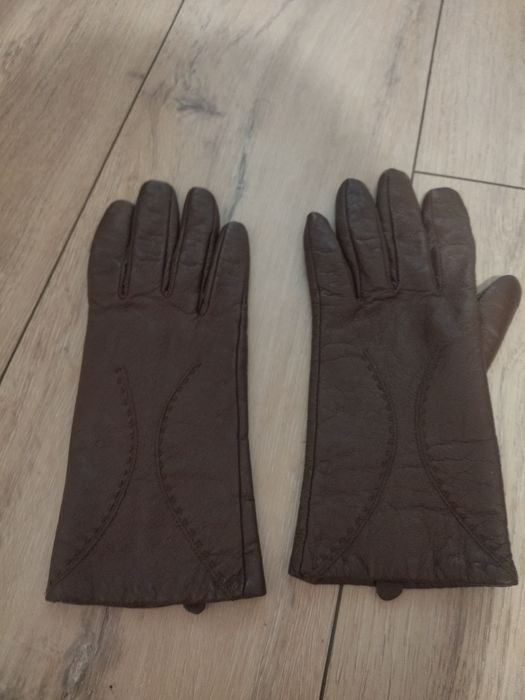 Brązowe rękawiczki skórzane r.S