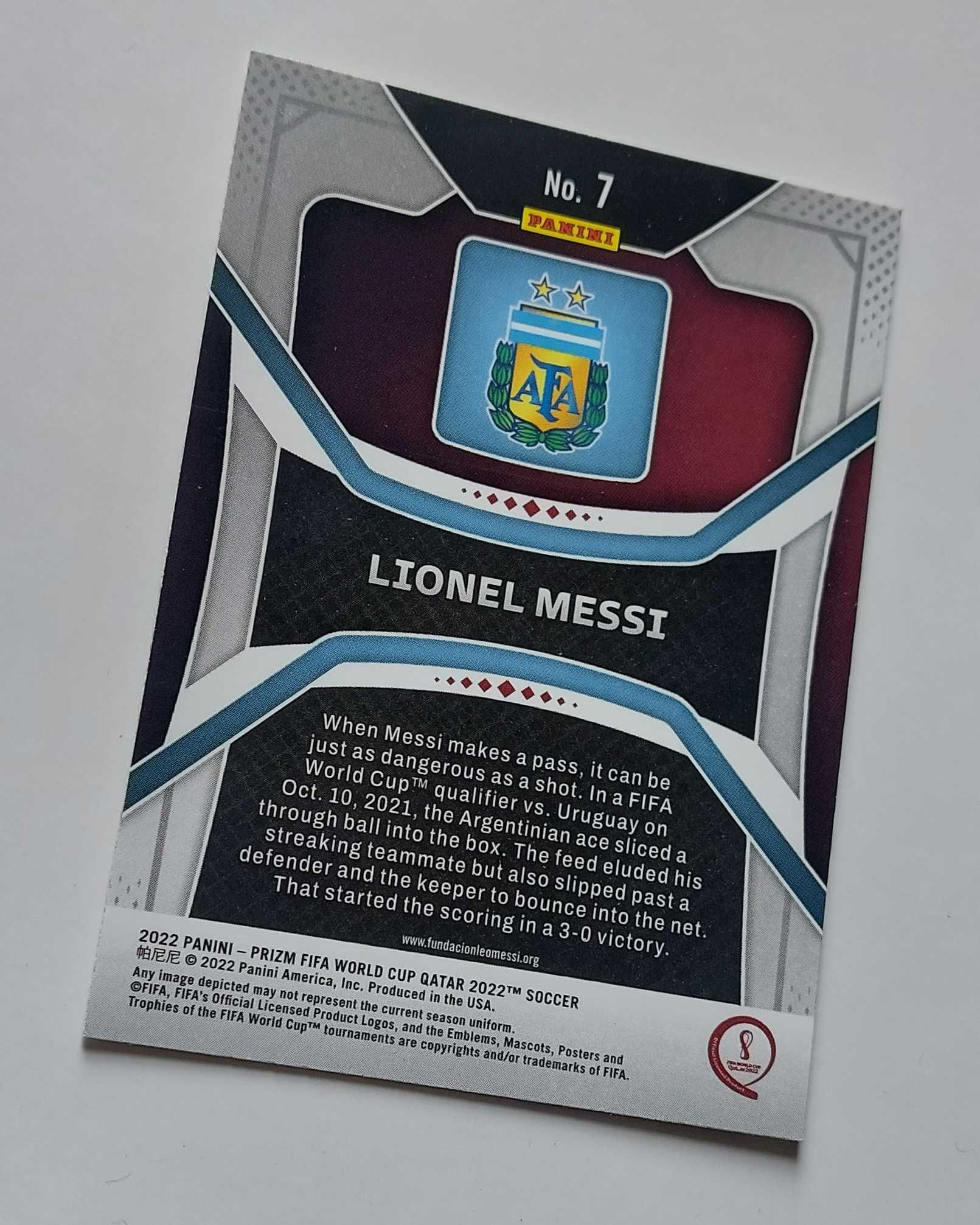 Panini FIFA World Cup 2022 Qatar Lionel Messi Prizm Card #7 Argentina