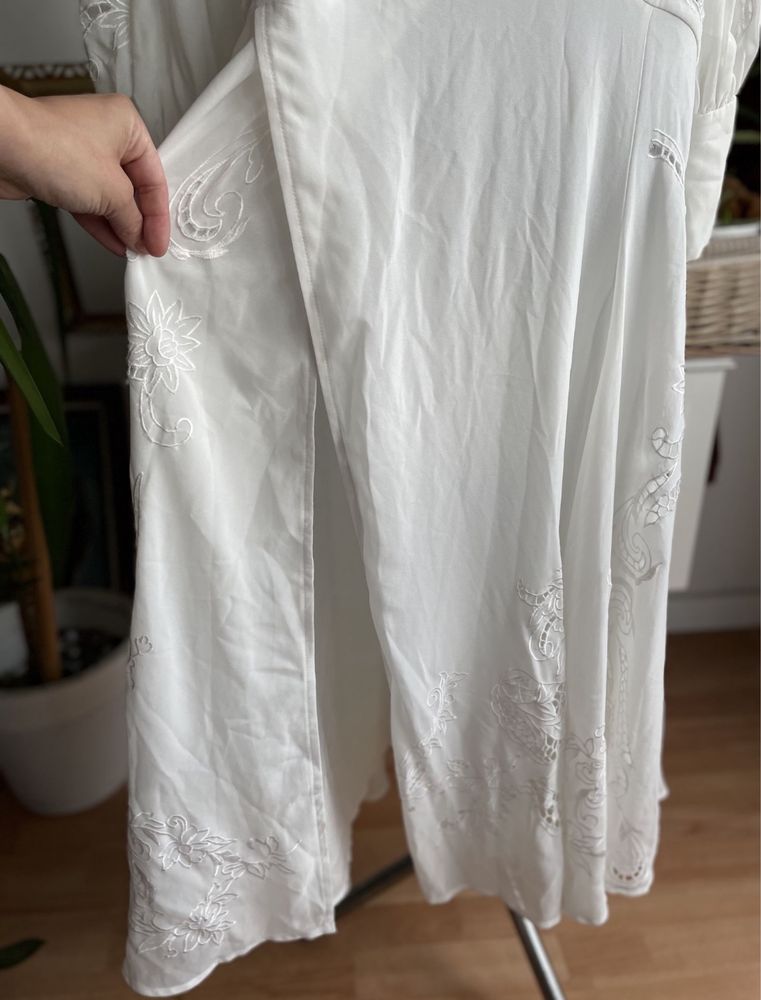 Asos luxe haftowana sukienka midi midaxi ażurowa L 40 xl 42