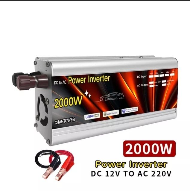 Інвентор Suredom з 12v на 220v 2000W
•В комплекті - інвертор, клеми,