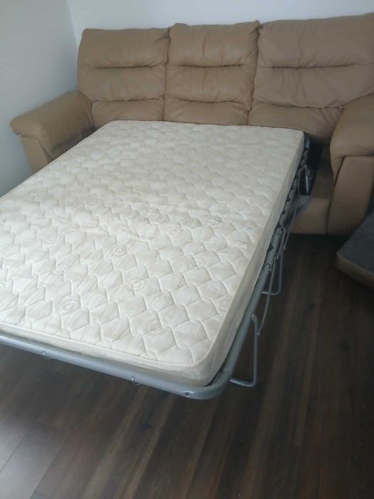 Sofa wypoczynkowa skórzana z funkcją spania
