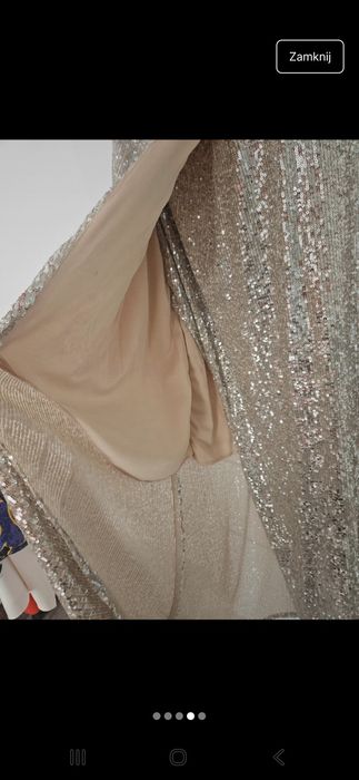 Sukienka suknia cekiny srebrna 44