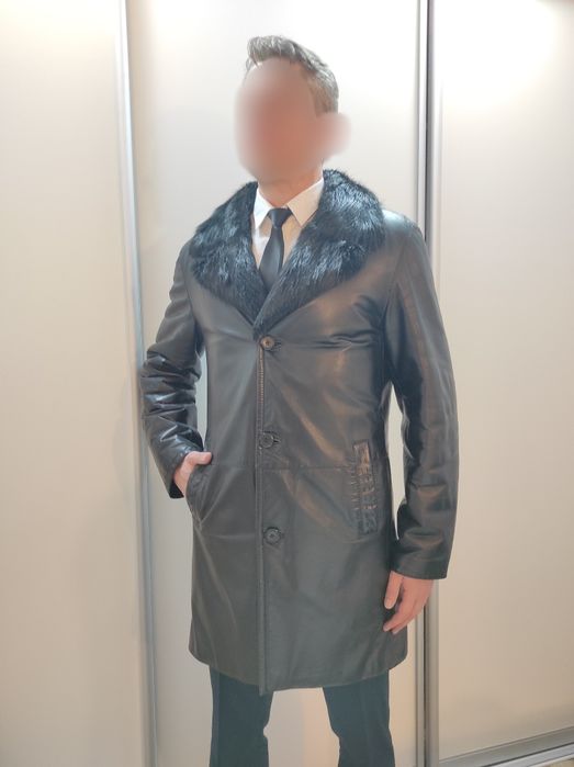 Дублянка натуральна чоловіча з хутряним коміром, р-р 48