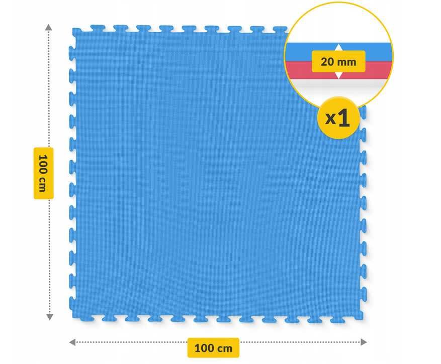 Mata Pianka Puzzle pod sprzęt NA SIŁOWNIĘ SALĘ GIMNASTYCZNĄ 2 CM 1Mx1M
