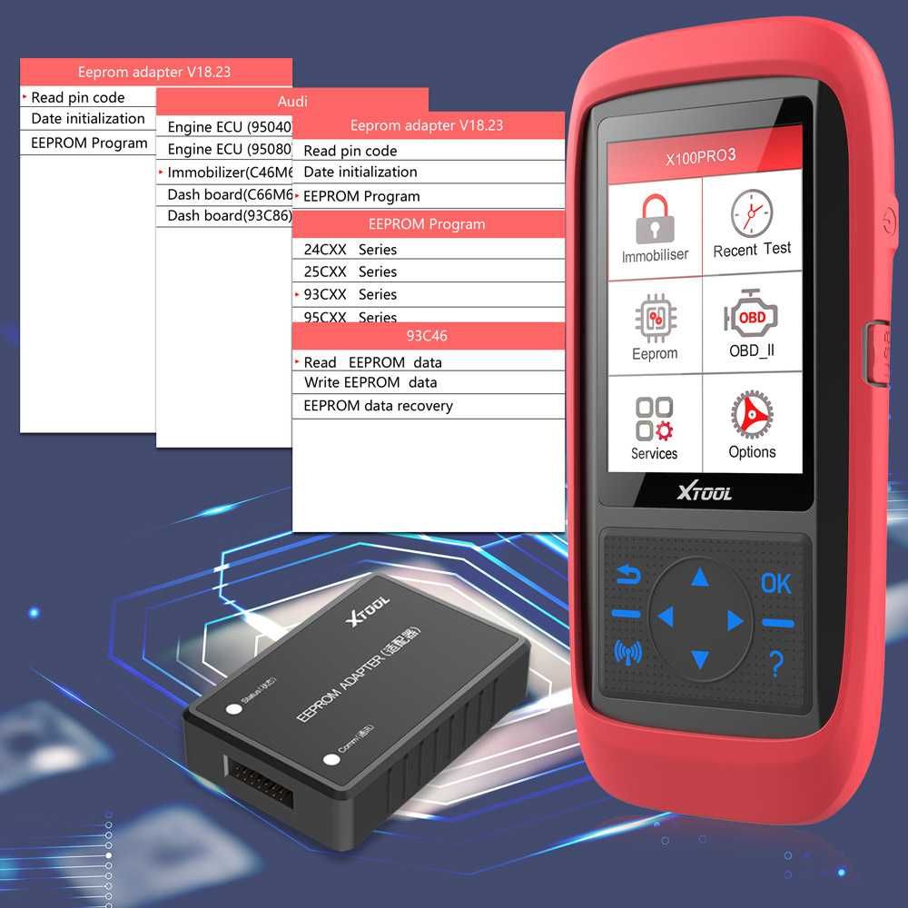 Máq. Programação de Chaves Auto + Leitor de EEPROM - XTOOL X100 PRO2