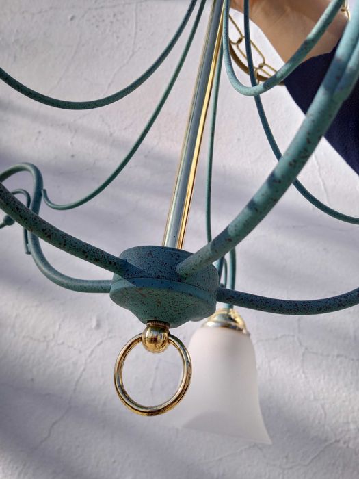 Candeeiro de Teto em Ferro forjado de fabrico artesanal | Peça única