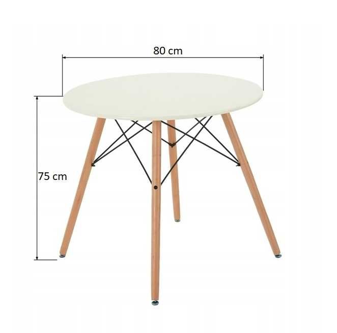 Nowa  STÓŁ OKRĄGŁY KUCHENNY Skandynawski 80x75 Biały (PROMOCJA)