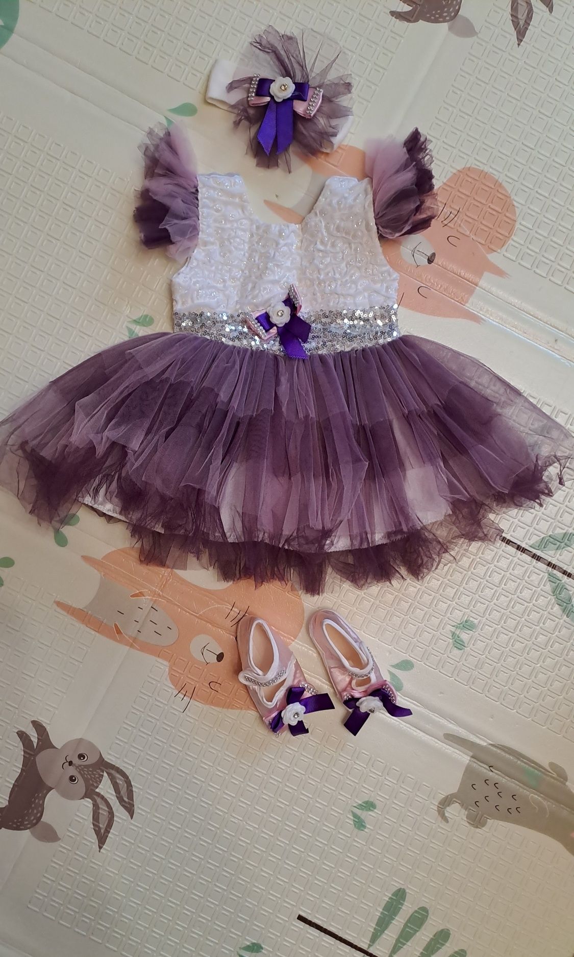 Фіолетова святкова сукня для немовлят 0-3місяці