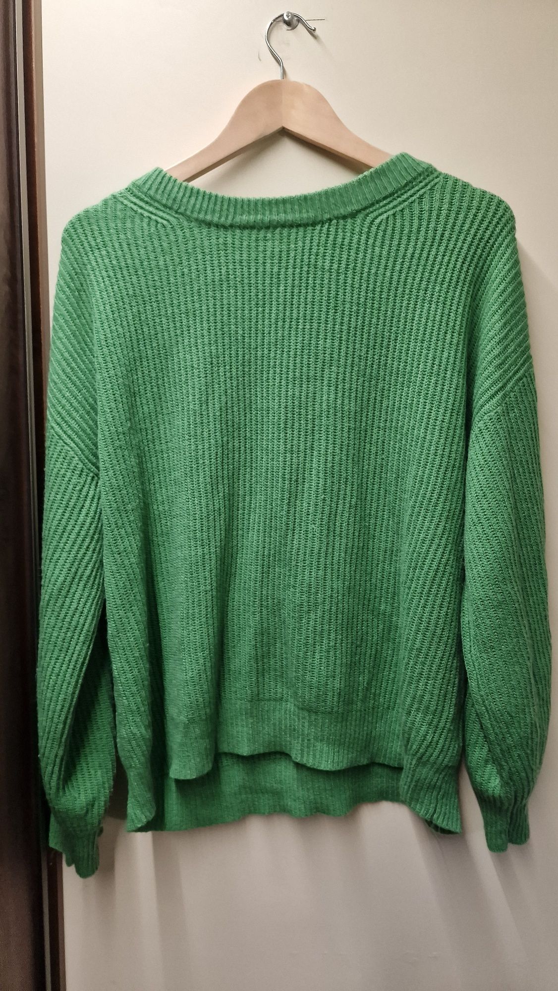 Sweter oversize zielony luźny krój splot 38 M