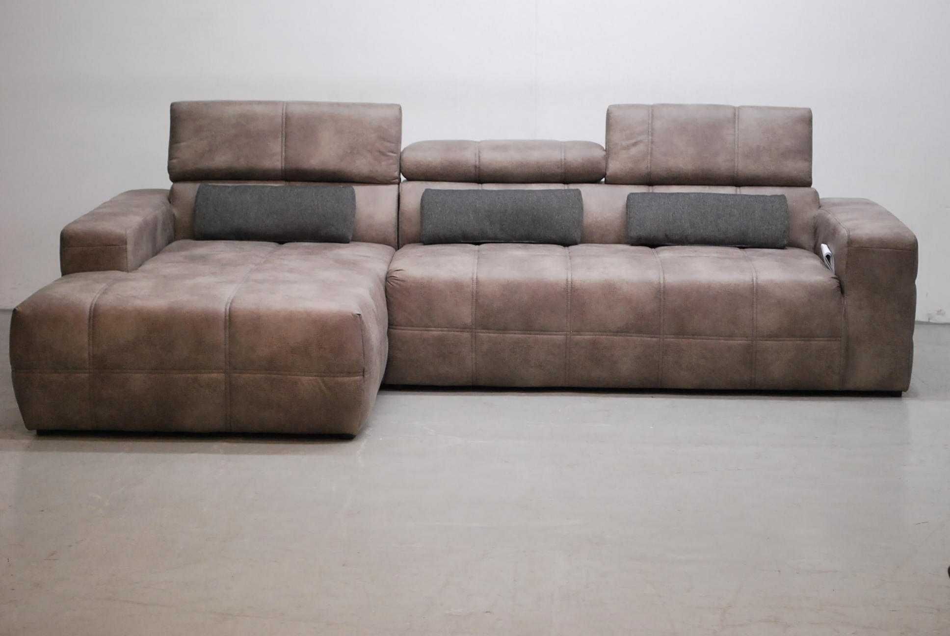 SFN DESIGN narożnik regulowane zagłówki rogówka sofa kanapa SZARA tkan