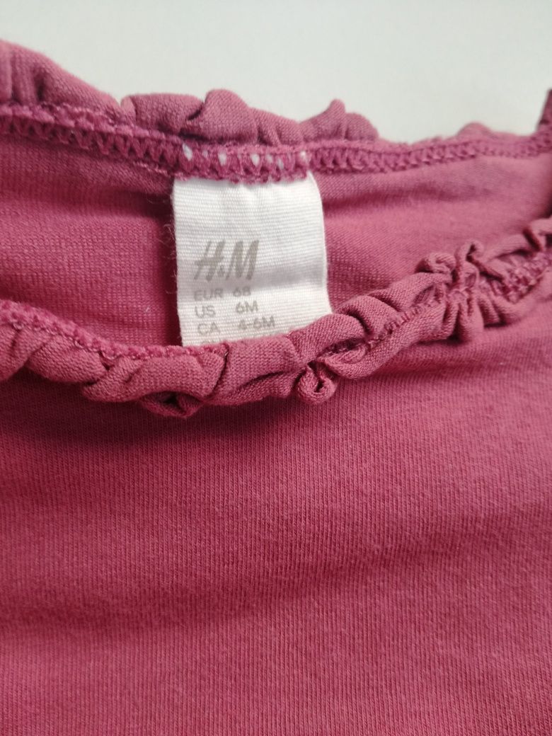 Dziewczęca bluzka z falbankami h&m r. 68 długi rękaw