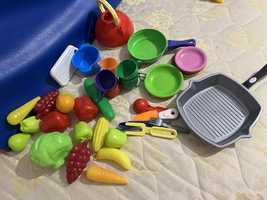 Посудка дитяча, посуд, овочі, фрукти