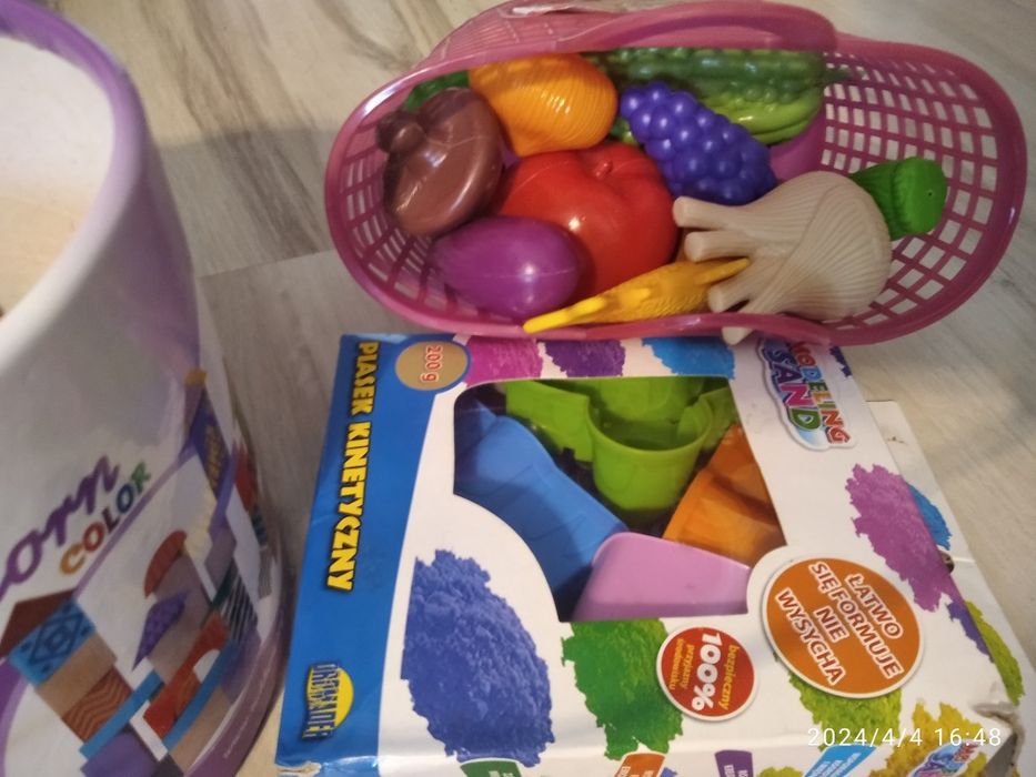 Klocki drewniane, zabawki, torebka