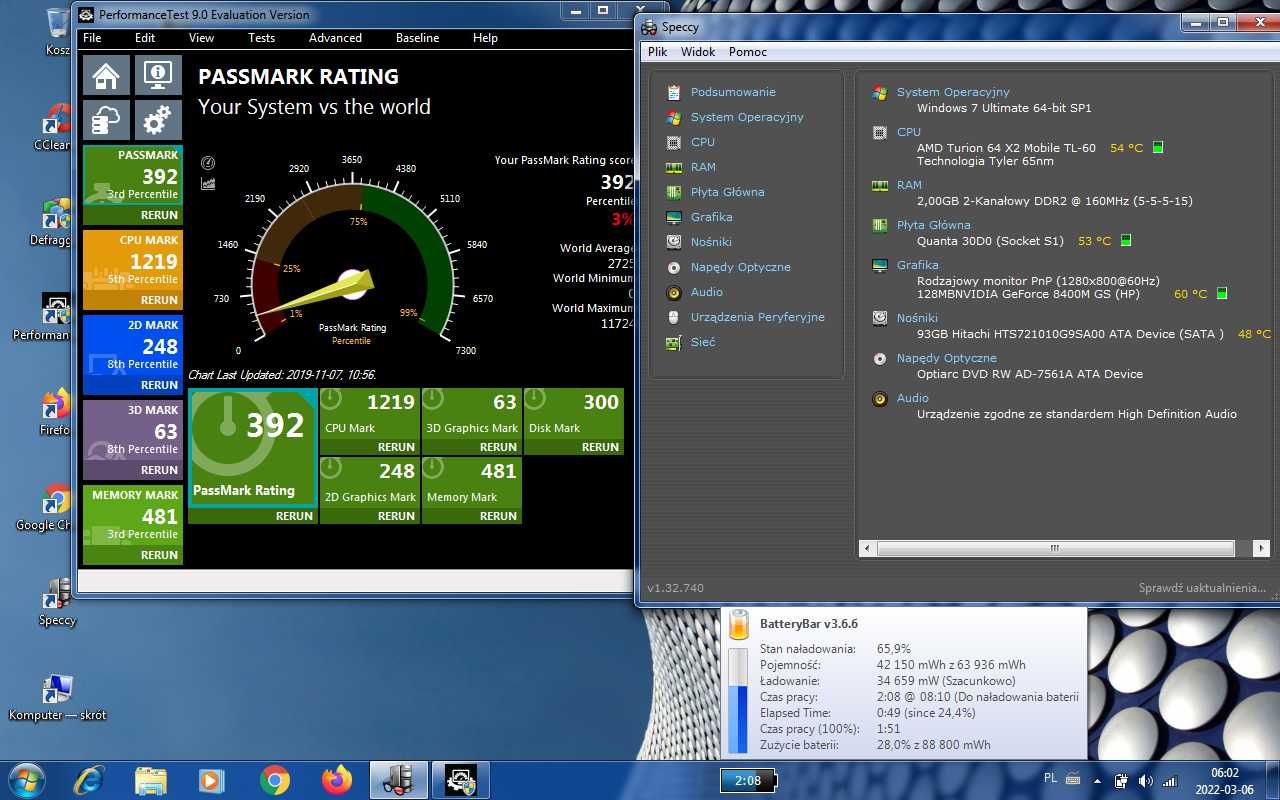 Laptop 15.6 HP Pavilion dv 6000 AMD 2x NVidia Win7 10 office HDMI SSD