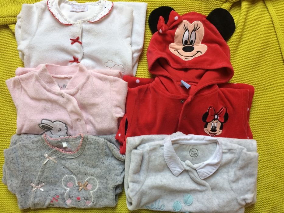 Pajacyk ciepły z kapturem-Myszka Minie/Miki, Disney-czerwony,6-9 m-cy