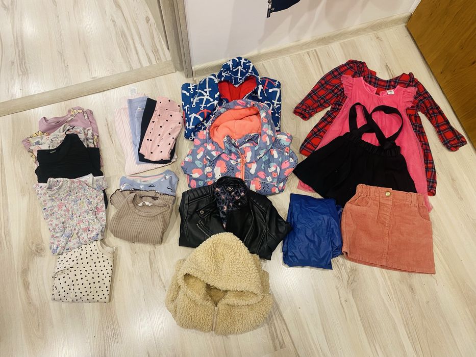 Zestaw ubrań dla dziewczynki 98 104 i 110 kurtki sukienki paka 20szt