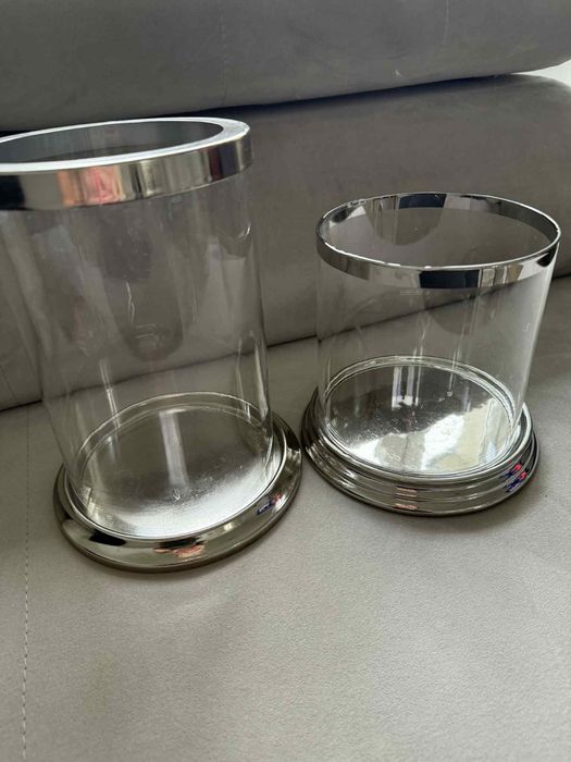 Świeczniki szklane srebrne glamour