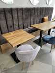 Bukowy stół na jednej nodze 80x80 metal postument do restauracji loft