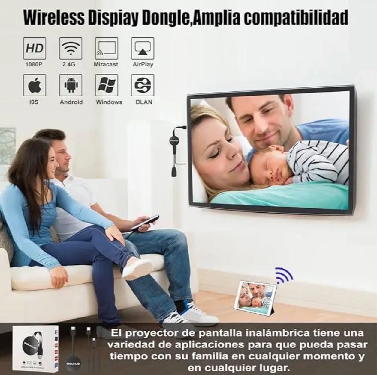 Адаптер-мультимедиа WiFi адаптер QIDUHUQI Chromcast (DLNA/Airplay)WiFi