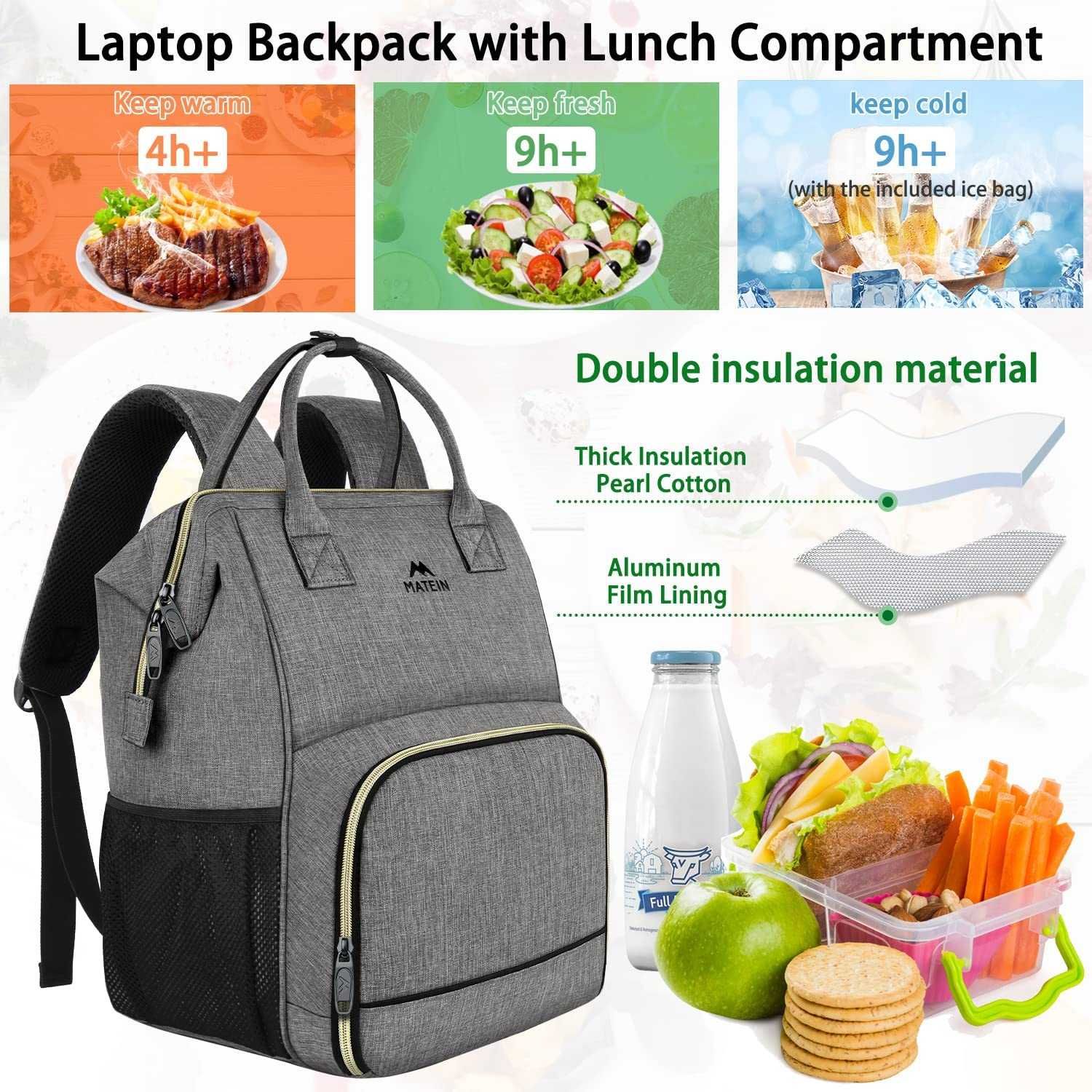Plecak biznes na lunch  laptopa 15.6 USB z izolowaną komorą chłodzącą