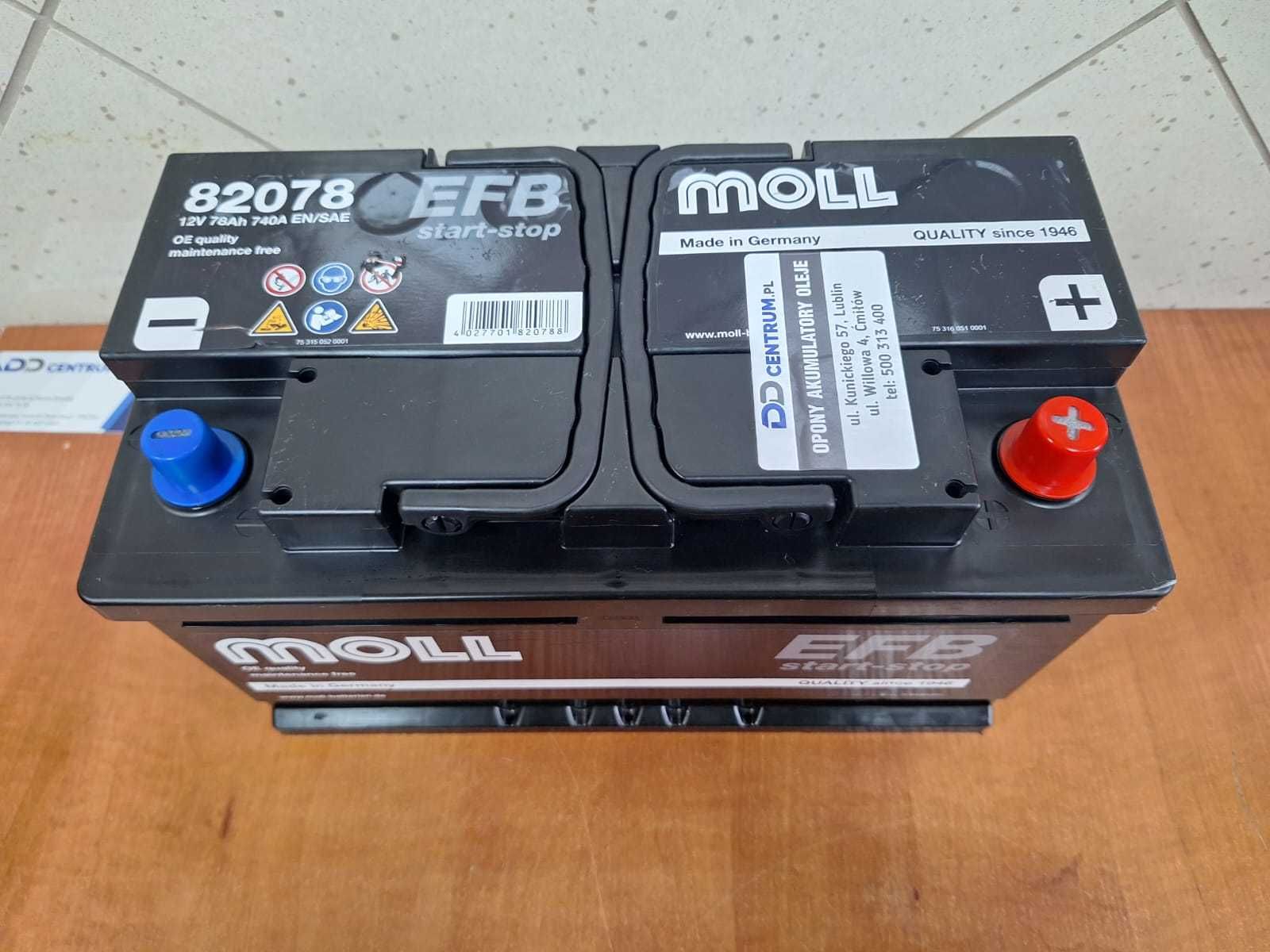 Nowy akumulator MOLL EFB 68Ah 660A 77Ah 70Ah 72Ah 75Ah 74Ah