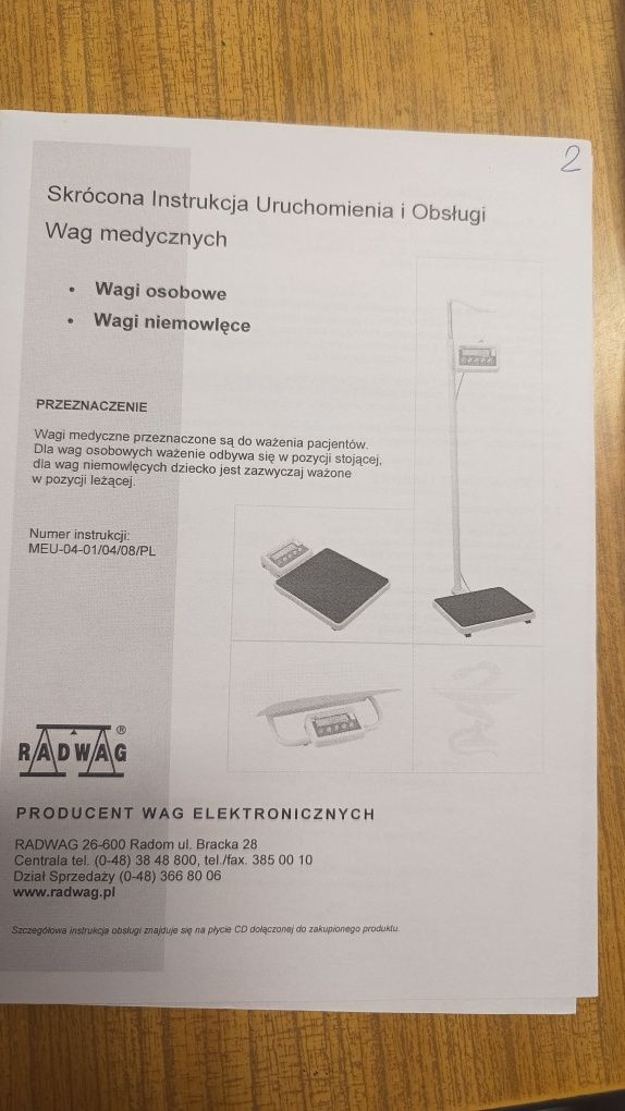 Wagi niemowlęca i osobowa