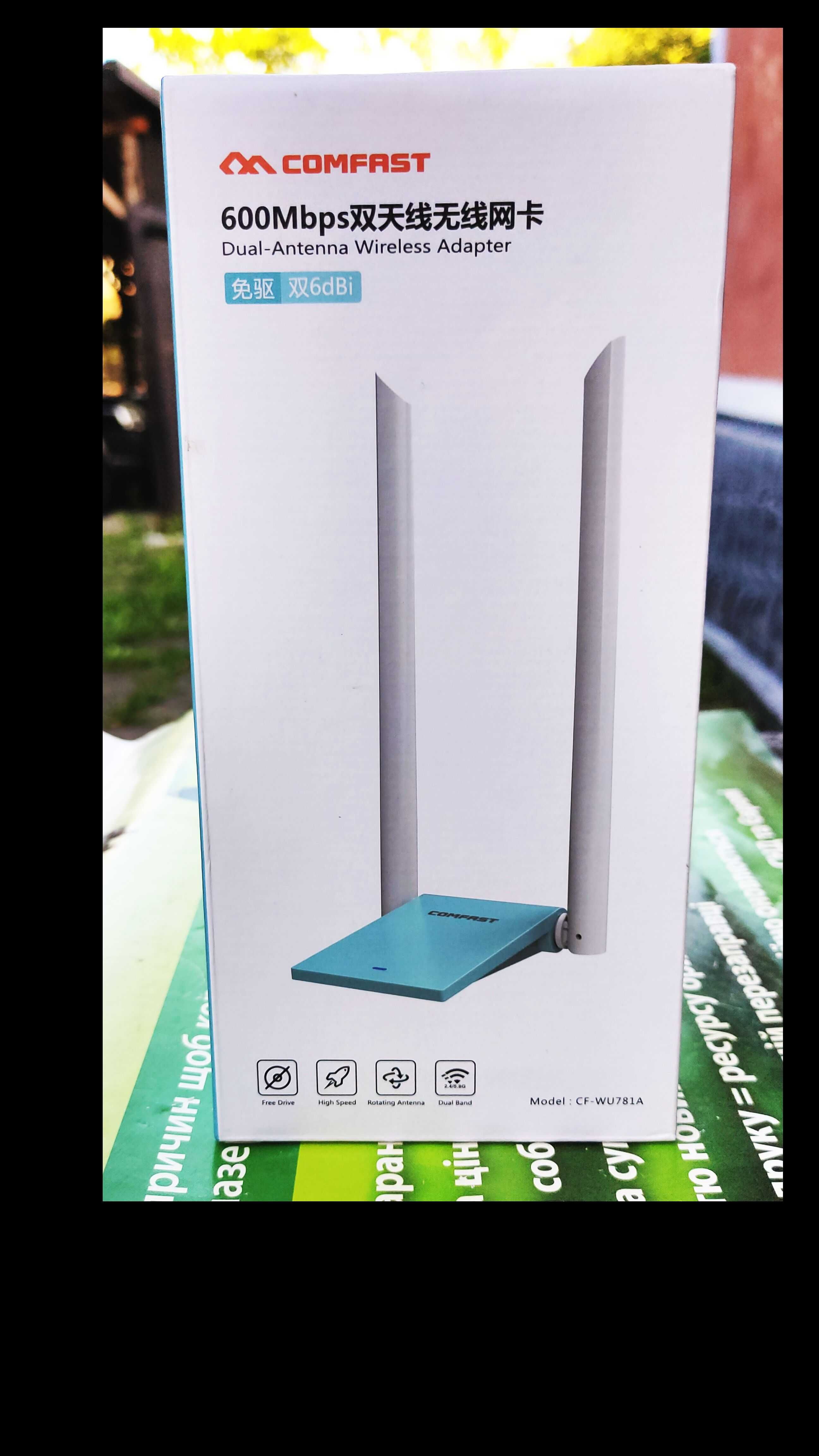 Мощный беспроводной USB-адаптер COMFAST CF-WU781A 600Мбит/с
