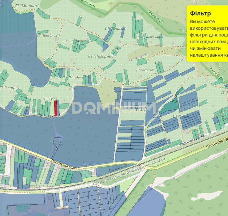 Продається земельна ділянка в м. Виноградів вул. Дачна