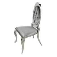Krzesło glamour Victoria II Dark Grey szare  pikowane kryształkami