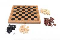Деревянные Шахматы с шашками и нардами