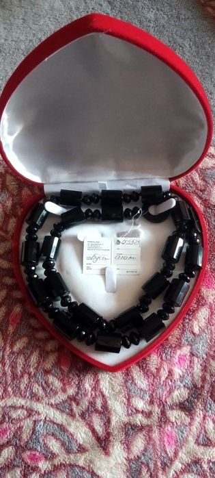 Намисто з натурального каменю Агат та Чеський кришталь, довжина 70 см.