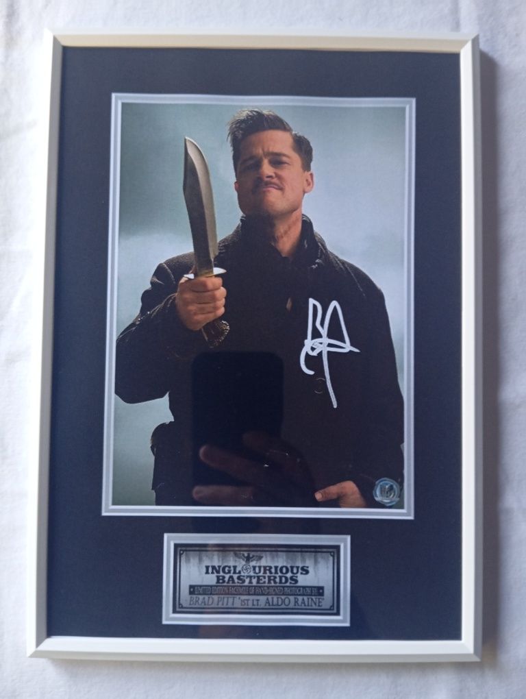 Moldura Filme Inglourious Basterds - Aldo Raines com Autógrafo (A4)