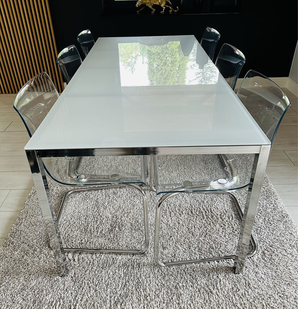 Stół szklany z  6 krzesłami IKEA - 180/85