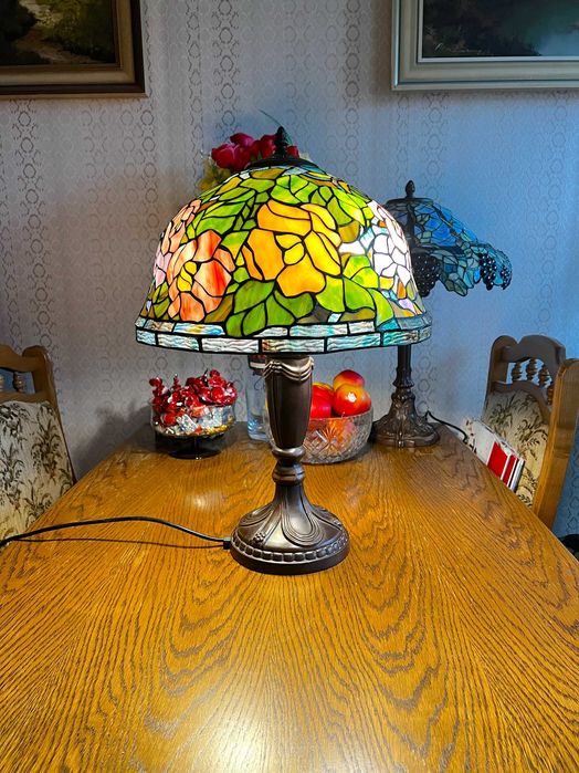 Lampa stołowa witrażowa w stylu Tiffany - 60 cm oryginalny stan