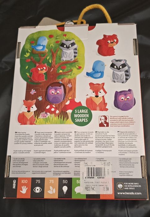 Montessori First Puzzle - 2 a 4 anos - 5 figuras madeira - Como novo