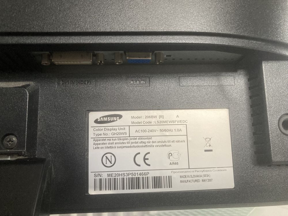 Monitor Samsung 206BW 20 cali DVI VGA