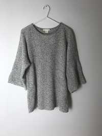 Szary ciepły sweter z szerokimi rękawami H&M, szary melanż