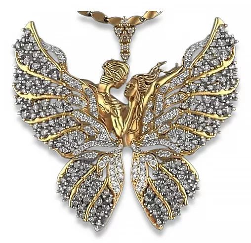 Zawieszka motyl z żółtego białego 14k złota wisiorek cgcpc044yw Poznań