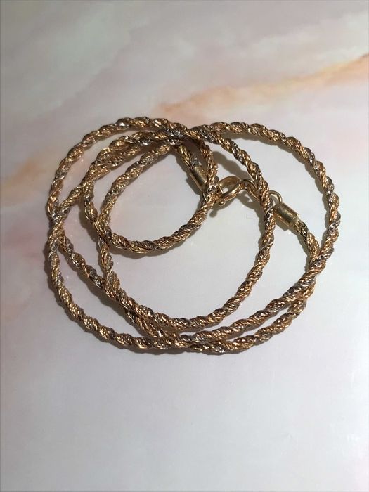 Łańcuszek bi-color, białe i żółte złoto 18K