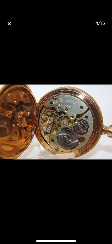Relógio de bolso banhado a ouro “The Vigilant” Savonette Gold Double