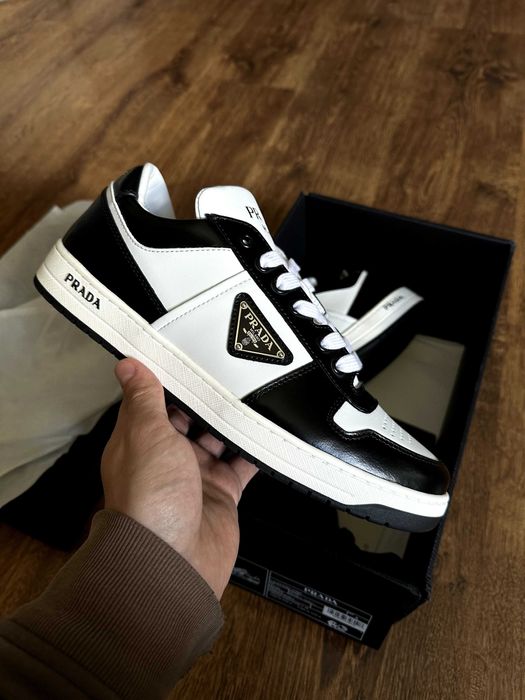 Кеды Prada Downtown leather sneakers black white мужские кеды прада