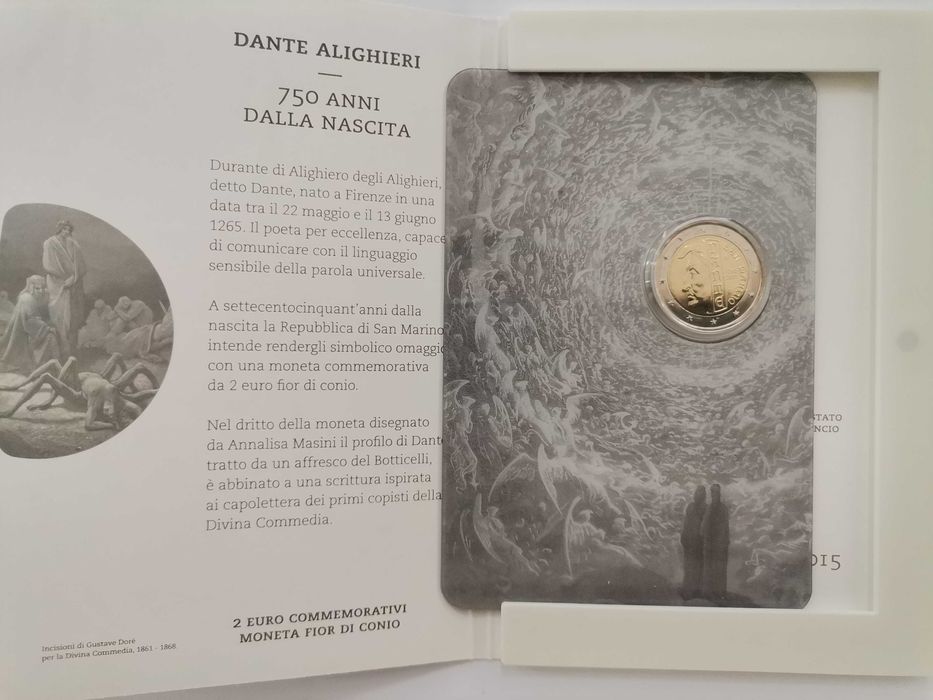 2 Euro Comemorativa - San Marino São Marino 2015 - Dante Alighieri