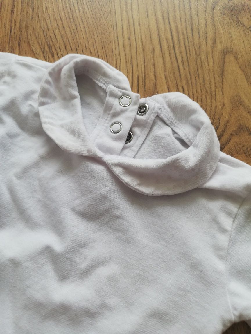 Biała elegancka bluzka tunika z kołnierzykiem długim rękawem r. 68