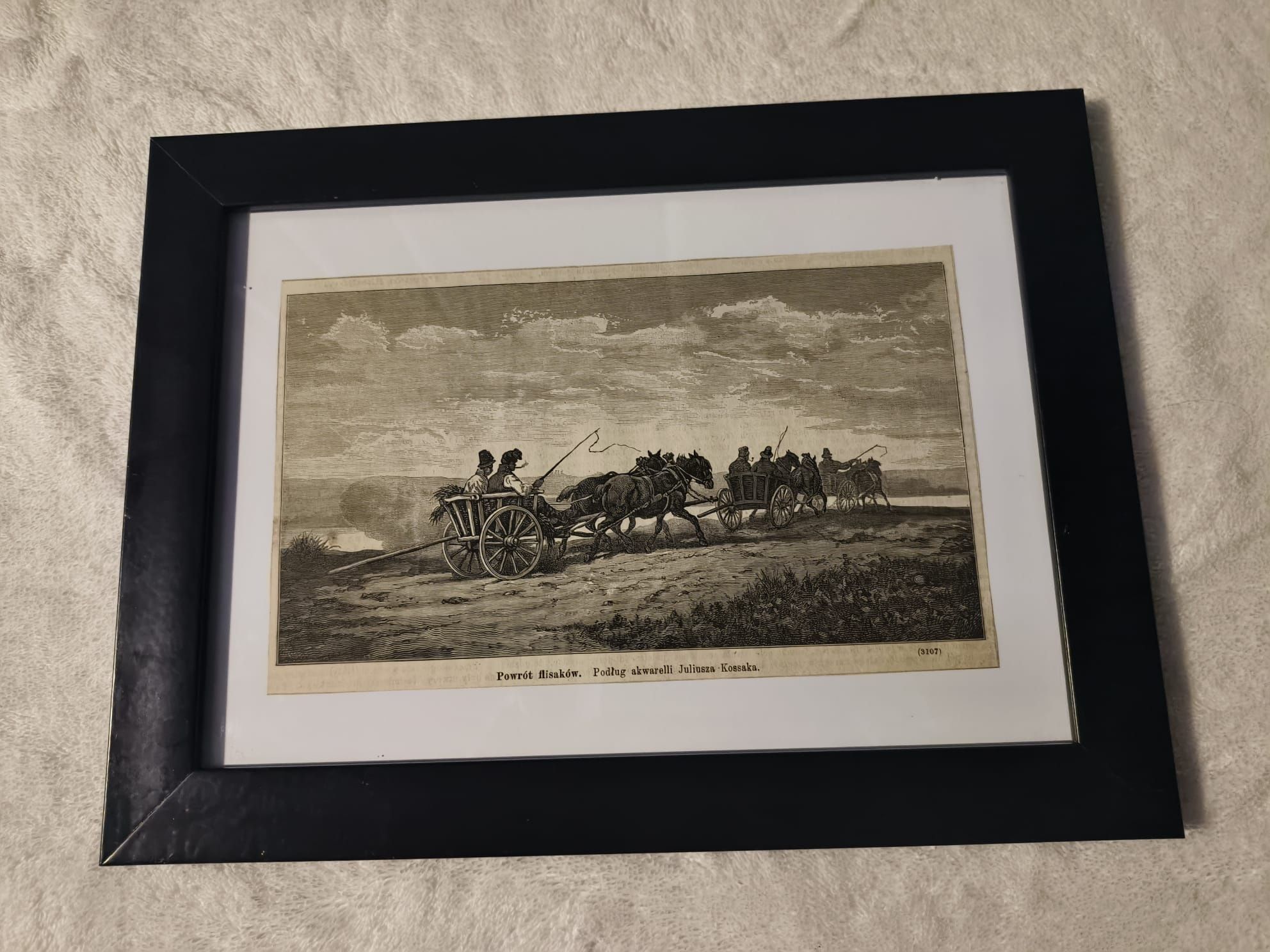 Unikat"Powrót flisaków. Podług akwareli J. Kossaka. " Rycina 1875 r