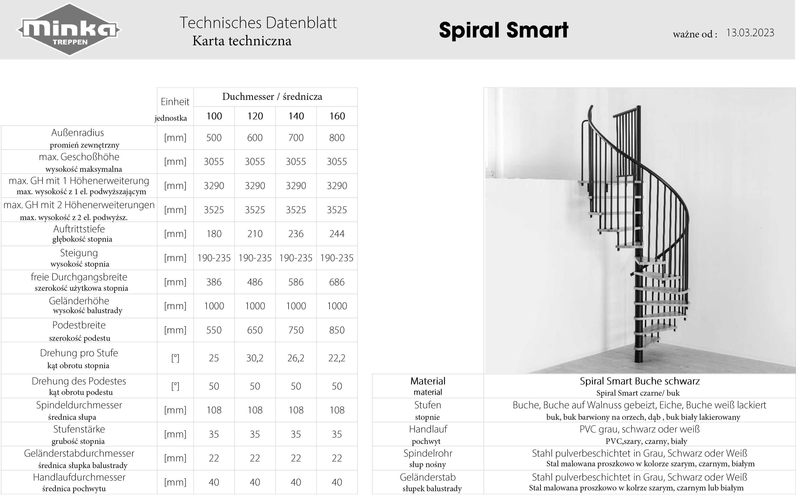 Schody SPIRAL EFFECT Smart/120 cm/BUK