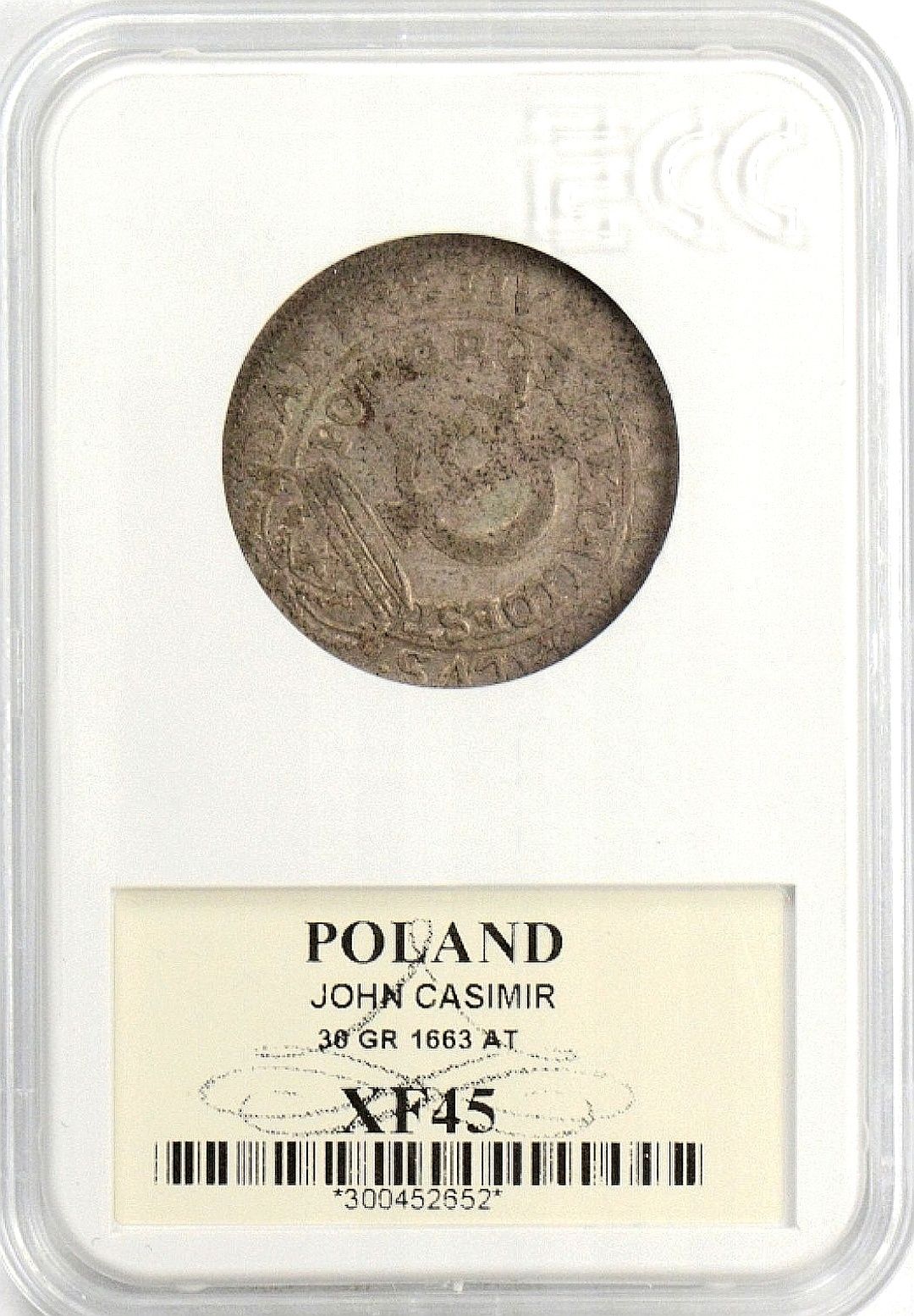 Tymf 1663 XF45 - pierwsza polska złotówka - grading